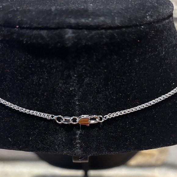 Silver and Teal Blue LV Pendant Necklace - Picture 4 of 5